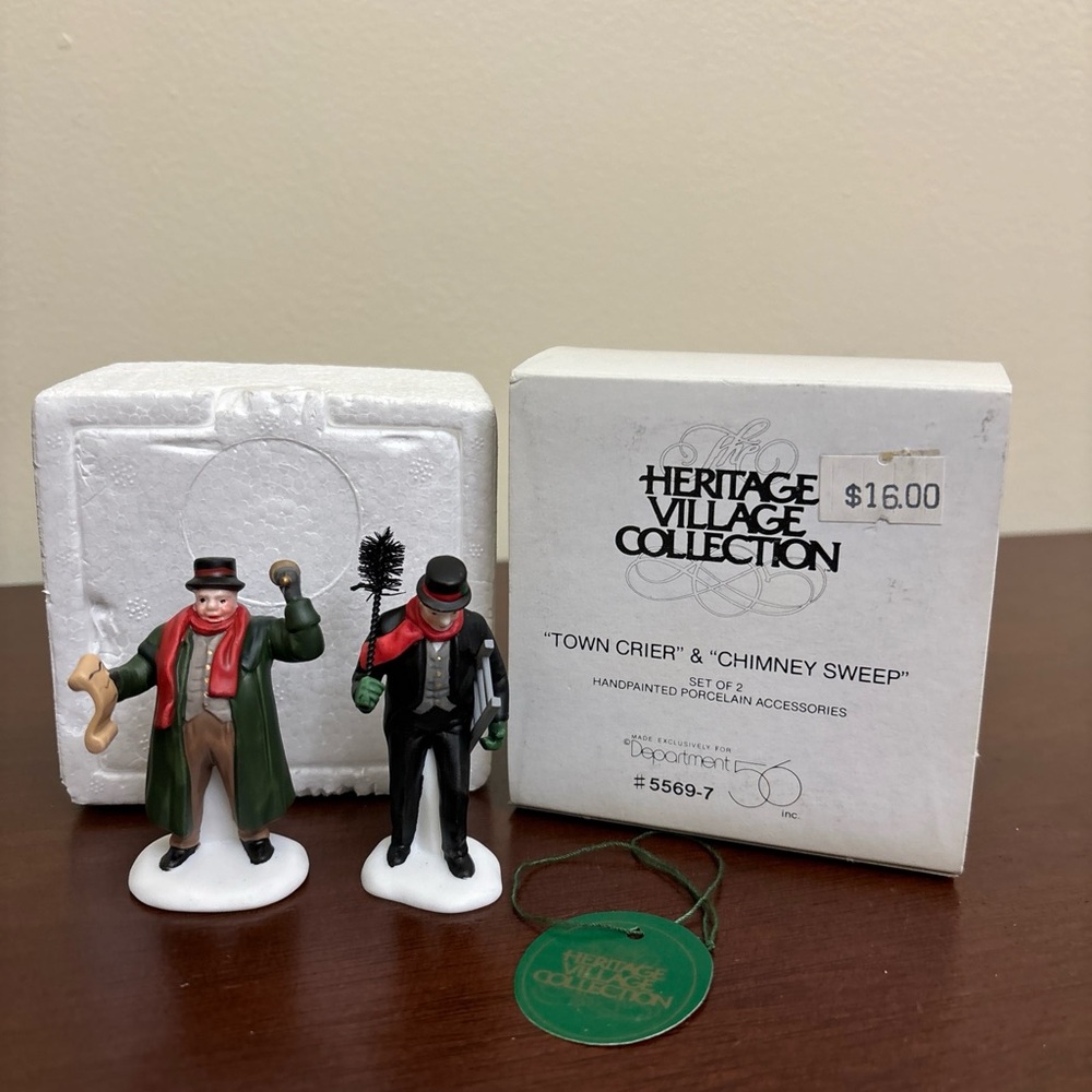 Dept 56 Town Crier  Chimney Sweep Heritage Village Collection